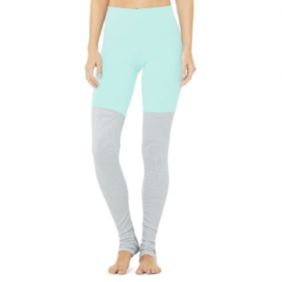ALO Yoga Pants - ALO Yoga High Waist Goddess Leggings Blue Quartz/Dove Gray Heather sz XS